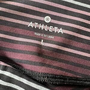 Athleta Leggings plum multi color, stripe women’s size L